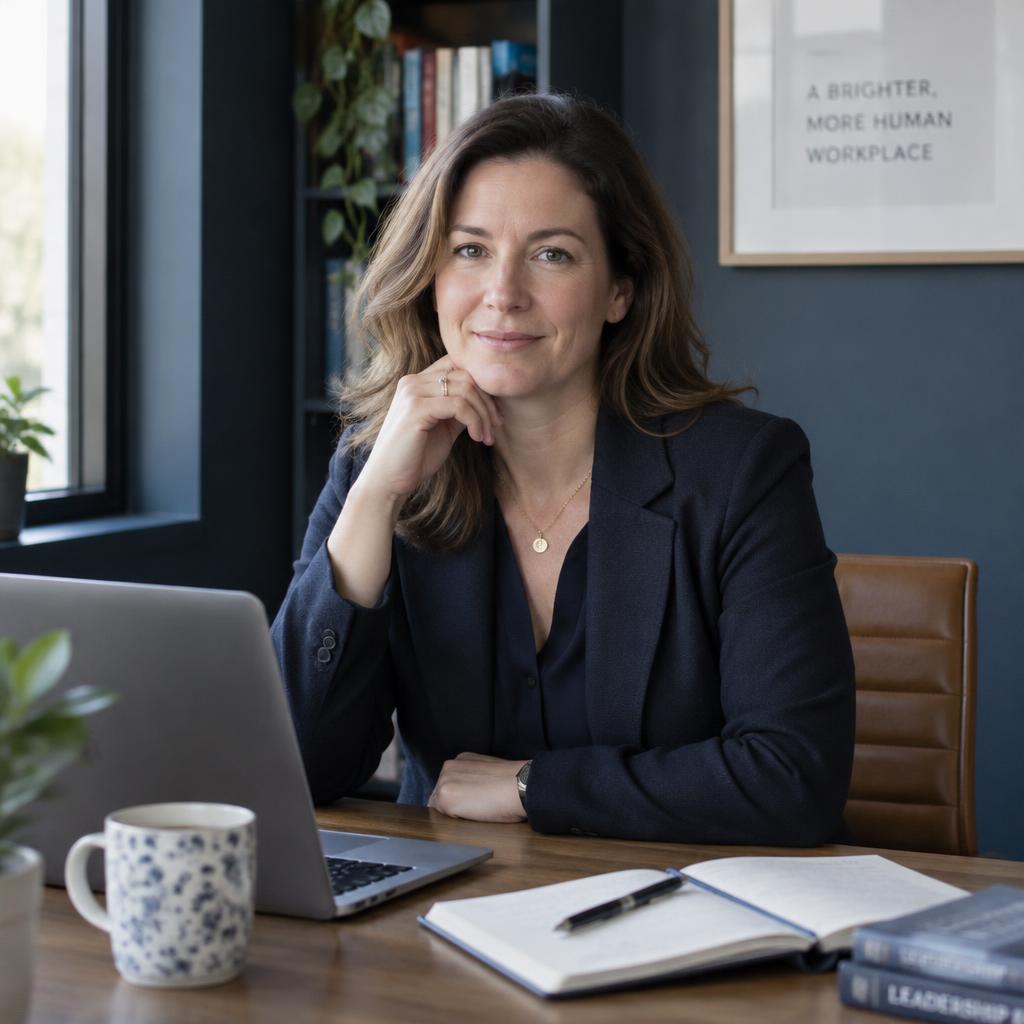 A consultant at a tidy office desk